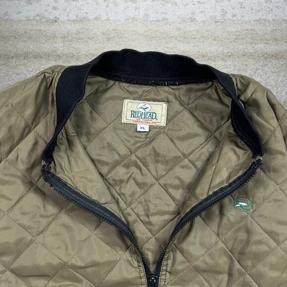 Vintage 90s Redhead Puffer Jacket Mens XL Olive Green Polyester Insulated Zip - Picture 4 of 4